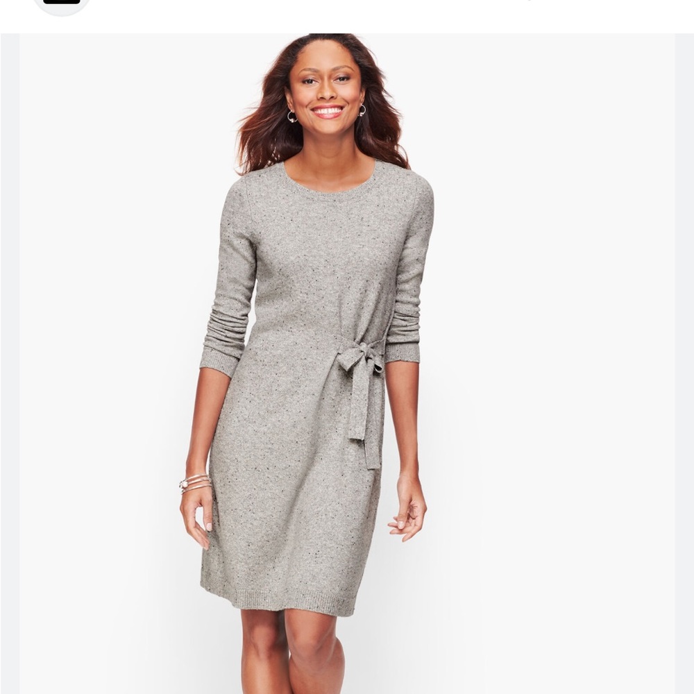 Talbots tweed side tie sweater dress